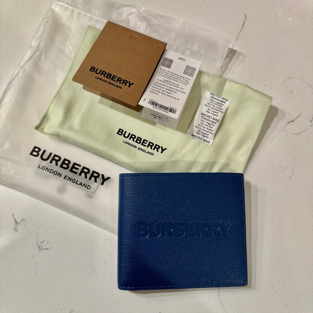 Burberry Blue Leather Bifold Wallet